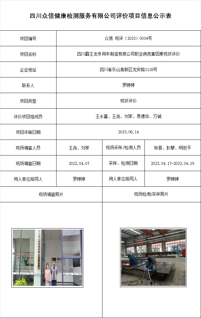 四川霸王龙专用车制造有限公司现状评价
