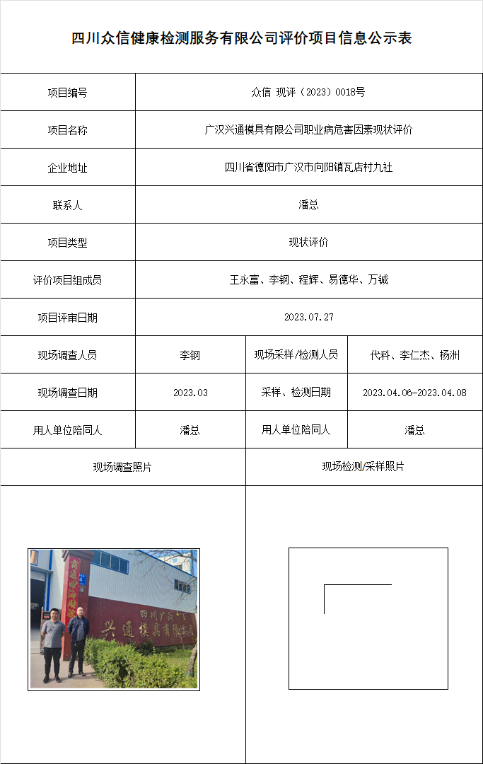 广汉兴通模具有限公司现状评价