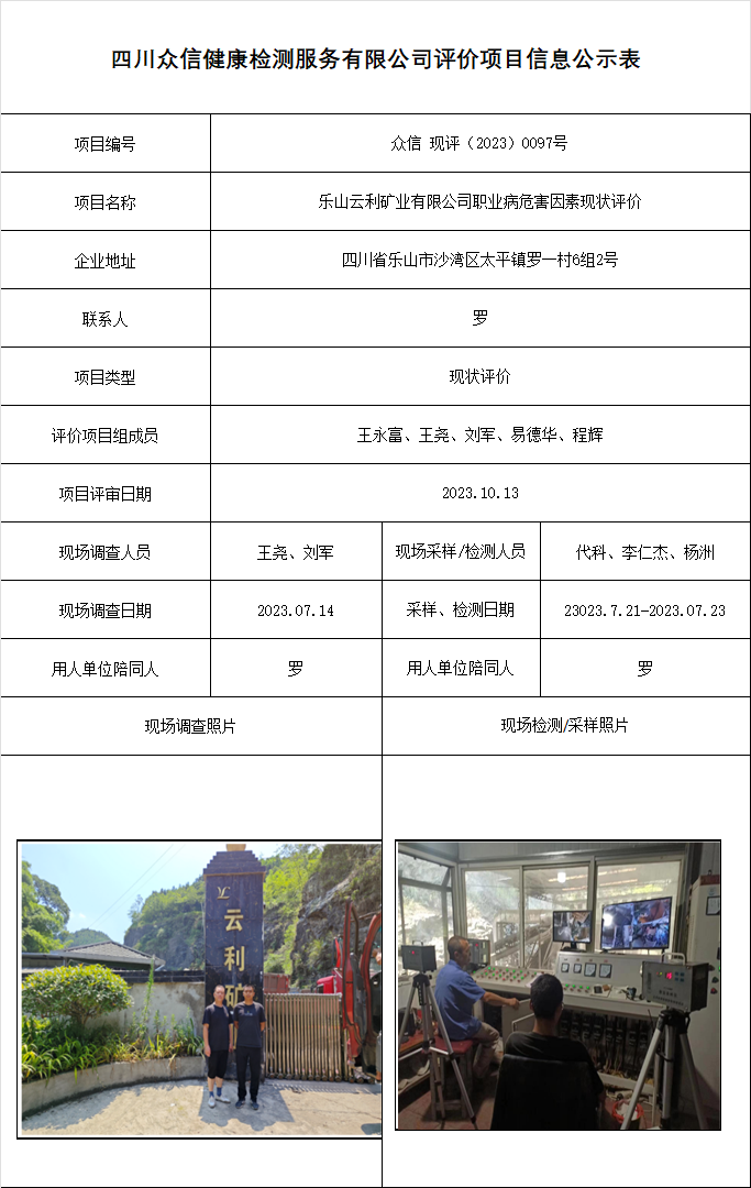 11乐山云利矿业有限公司职业病危害因素现状评价.png