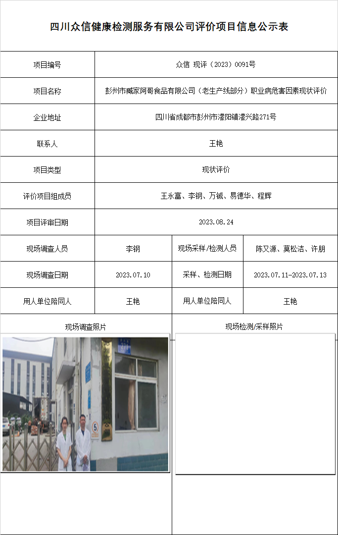 18彭州市臧家阿哥食品有限公司（老生产线部分）职业病危害因素现状评价.png