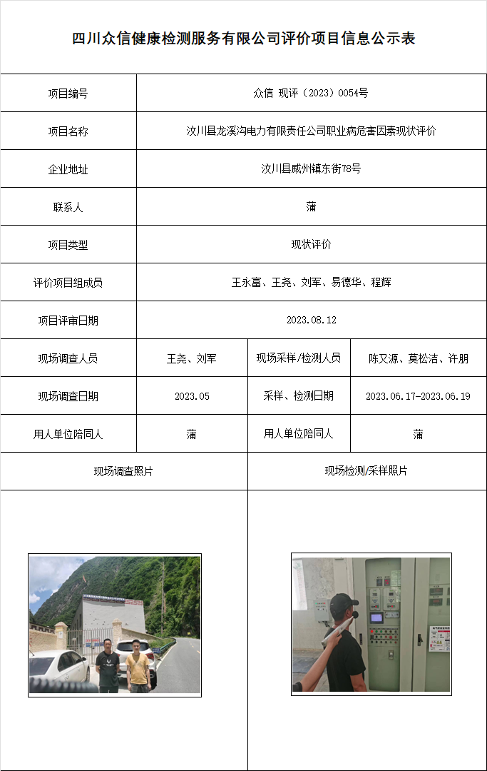 12汶川县龙溪沟电力有限责任公司职业病危害因素现状评价.png