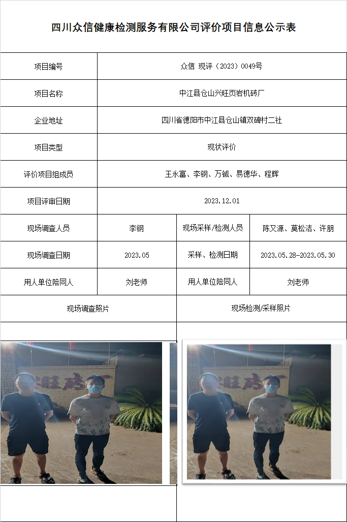 中江县仓山兴旺页岩机砖厂现状评价