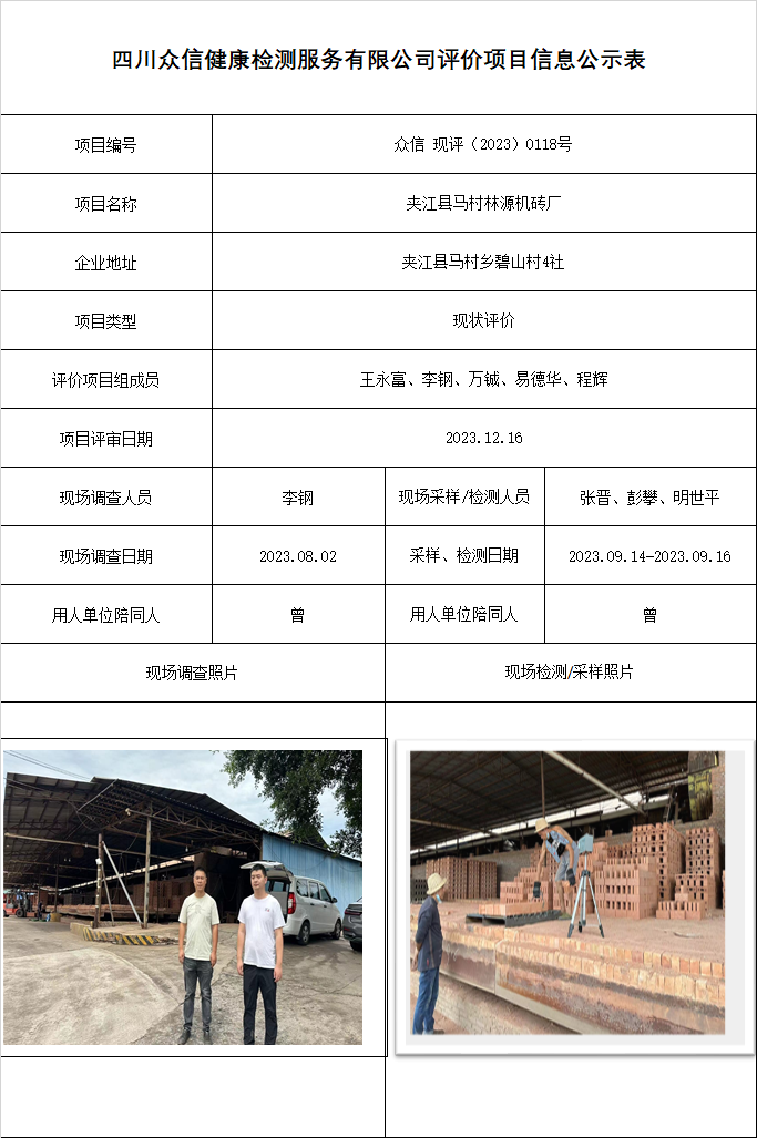 夹江县马村林源机砖厂现状评价