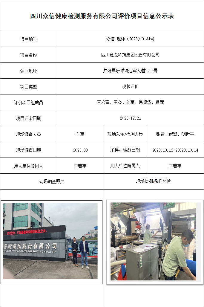 四川意龙科纺集团股份有限公司现状评价