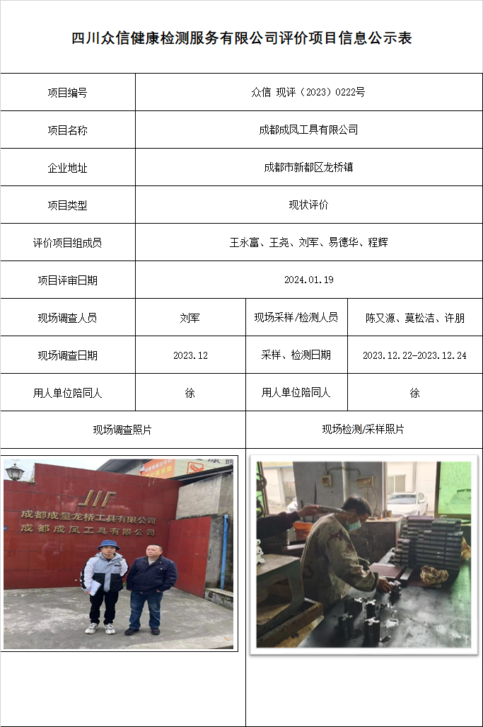 成都成量龙桥工具有限公司现状评价