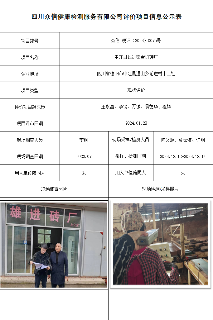 中江县雄进页岩机砖厂现状评价