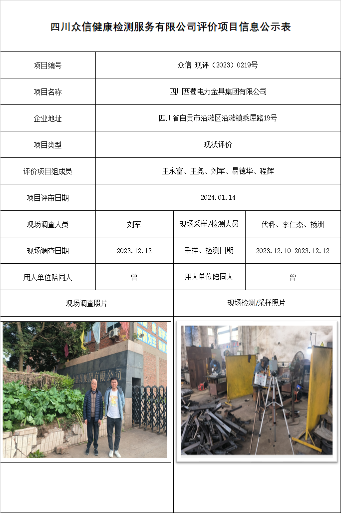 四川西蜀电力金具集团有限公司现状评价