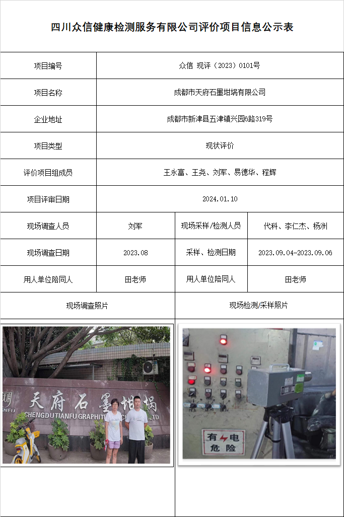 成都市天府石墨坩埚有限公司现状评价