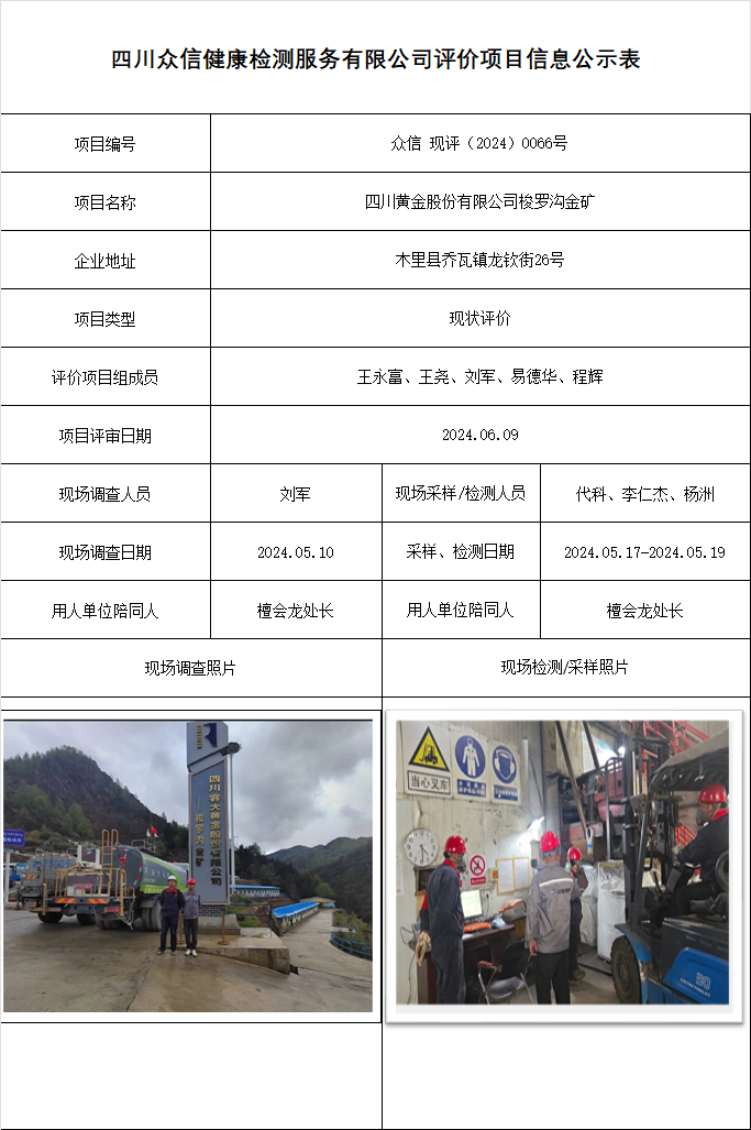 四川黄金股份有限公司梭罗沟金矿现状评价