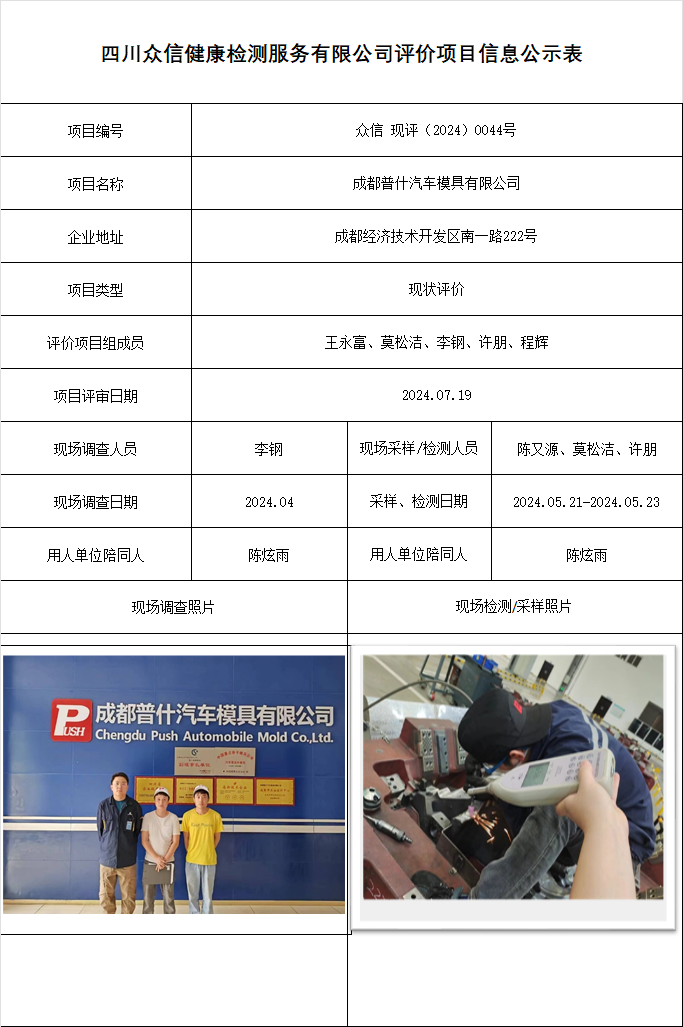 成都普什汽车模具有限公司现状评价
