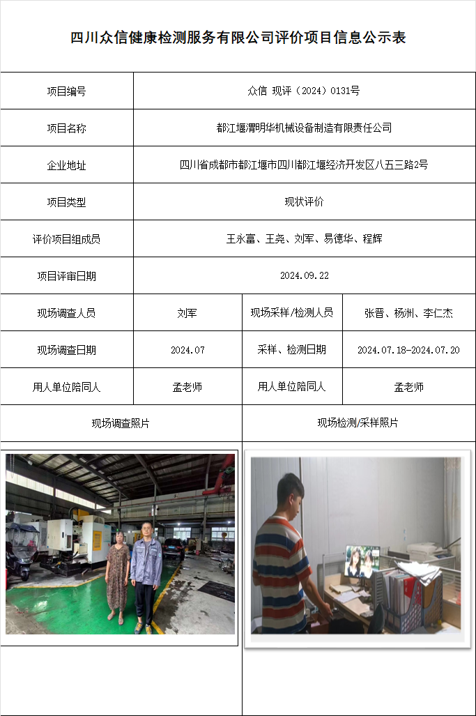 都江堰渭明华机械设备制造有限责任公司现状评价