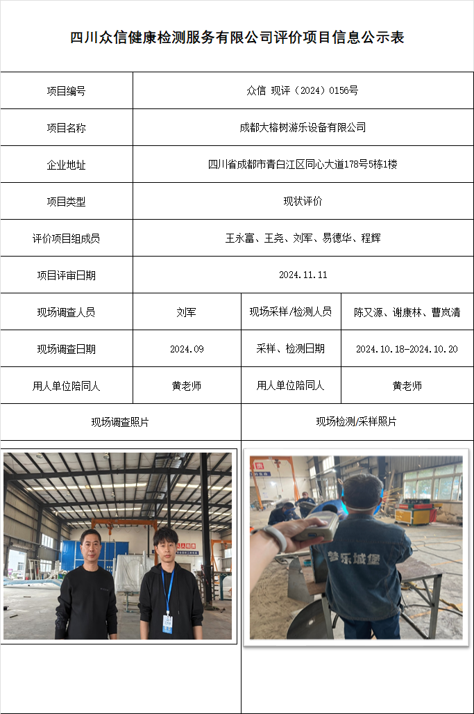 成都大榕树游乐设备有限公司现状评价