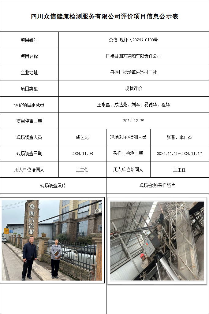丹棱县四方建陶有限责任公司现状评价