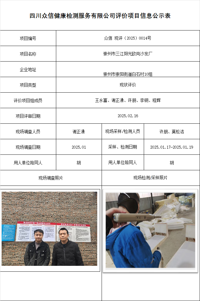 崇州市三江阳光欧尚沙发厂现状评价