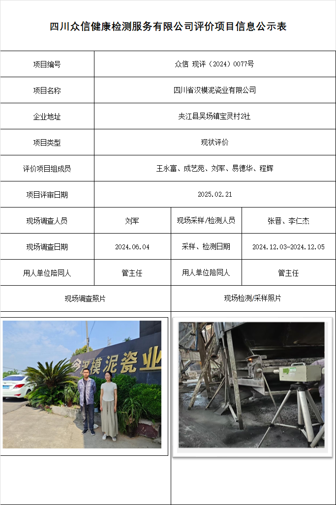 四川省汉模泥瓷业有限公司现评