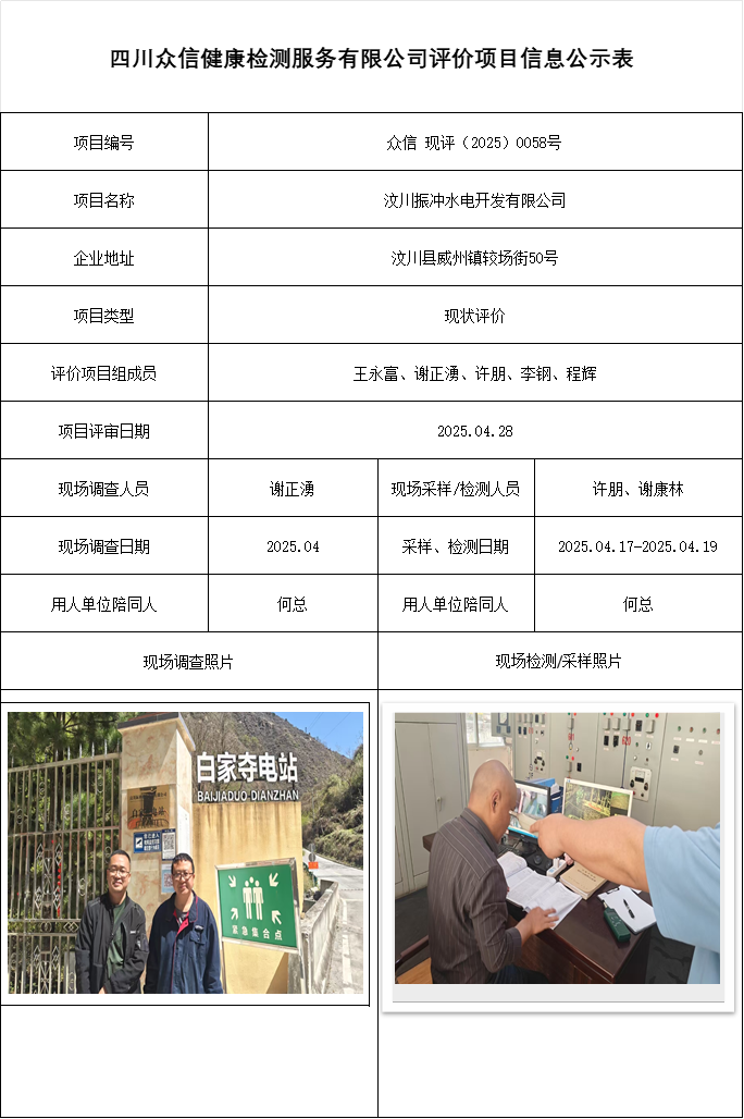汶川振冲水电开发有限公司现状评价