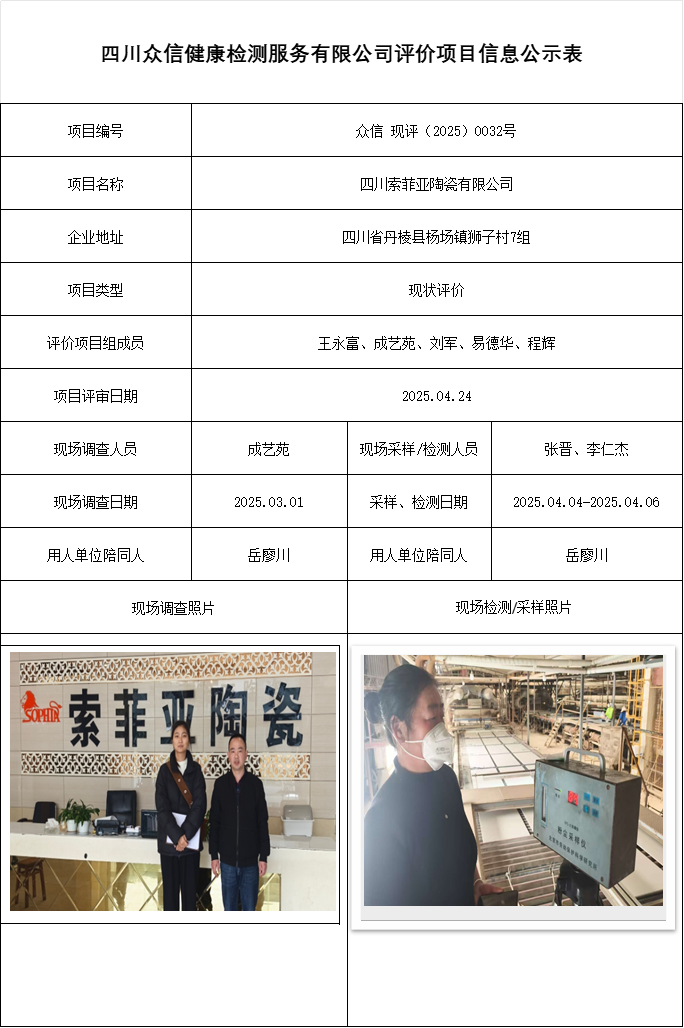四川索菲亚陶瓷有限公司现状评价