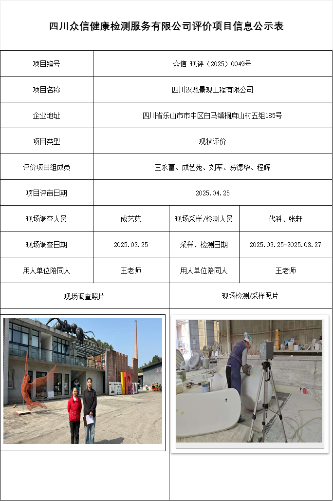 四川汉驰景观工程有限公司现状评价