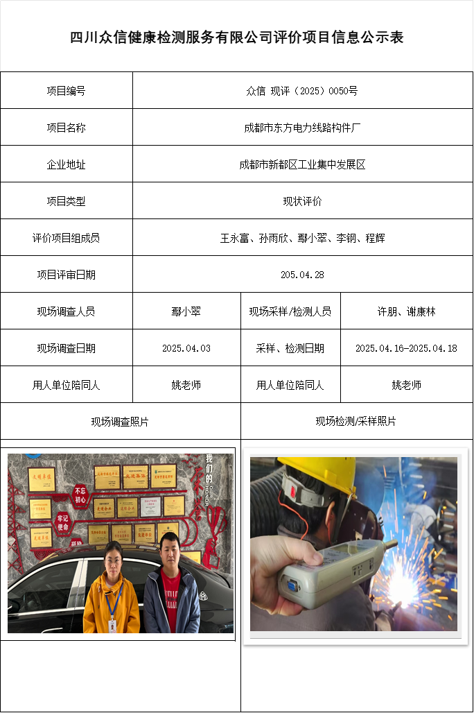 成都市东方电力线路构件厂现评
