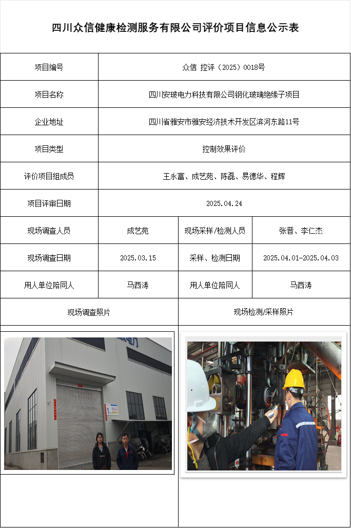 四川安玻电力科技有限公司钢化玻璃绝缘子项目控评