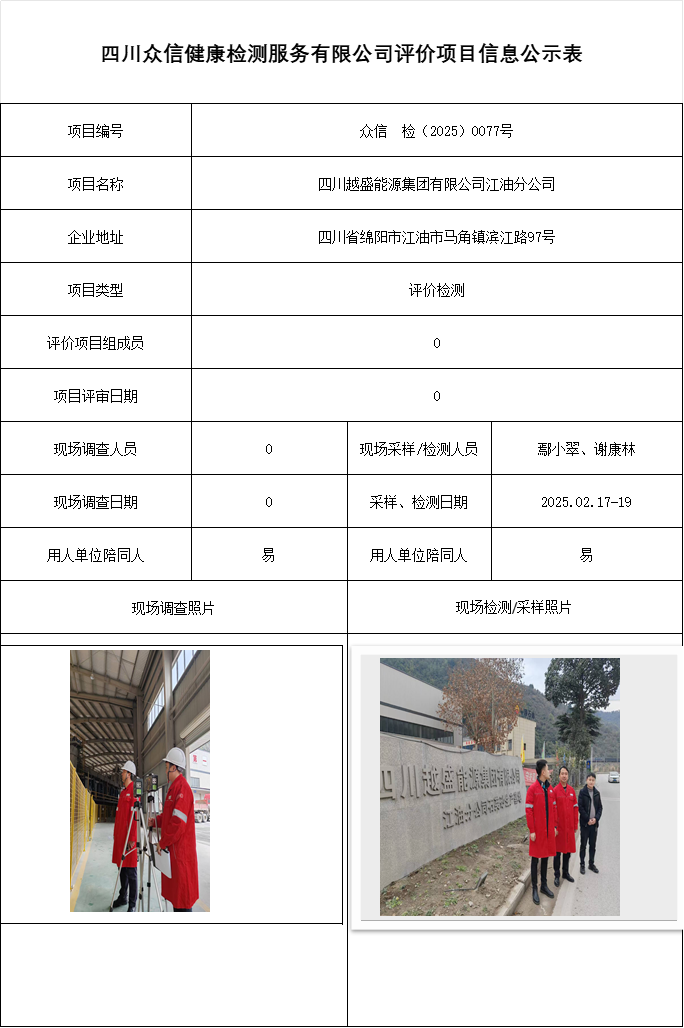 四川越盛能源集团有限公司江油分公司