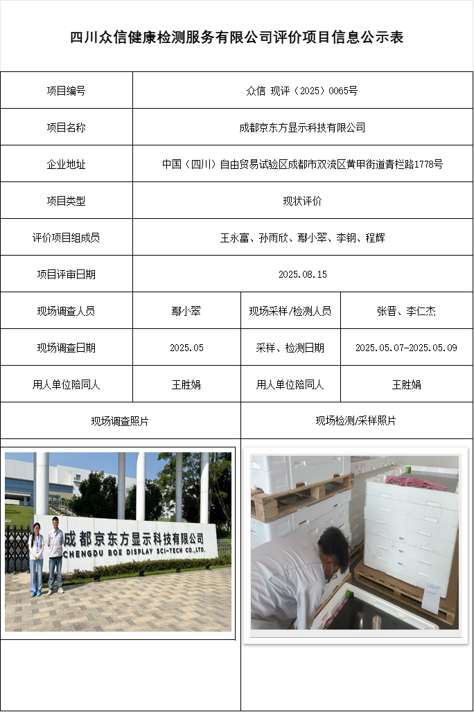 成都京东方显示科技有限公司现状评价