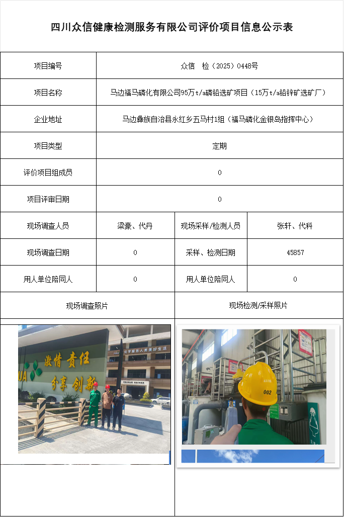 马边福马磷化有限公司95万t/a磷铅选矿项目（15万t/a铅锌矿选矿厂）