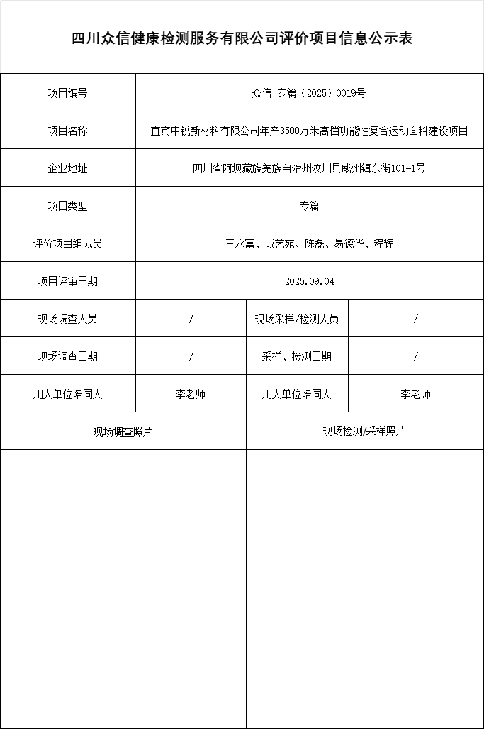 宜宾中锐新材料有限公司年产3500万米高档功能性复合运动面料建设项目专篇